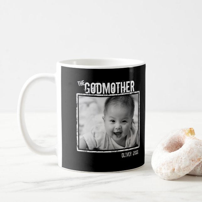GudModer | Personlig Photo och Namn Black Kaffemugg (Med munk)