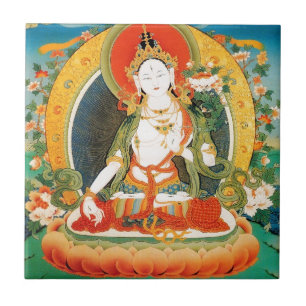 GUDOM FÖR VITTARA BUDDIST KAKELPLATTA