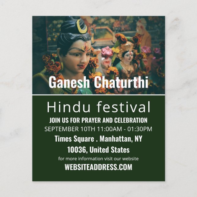 Gudom gud Statue, Hindu Event Advertising Flyer (Framsidan)