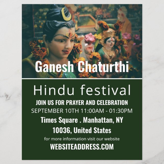Gudom gud Statue, Hindu Event Advertising Flyer (Framsidan)