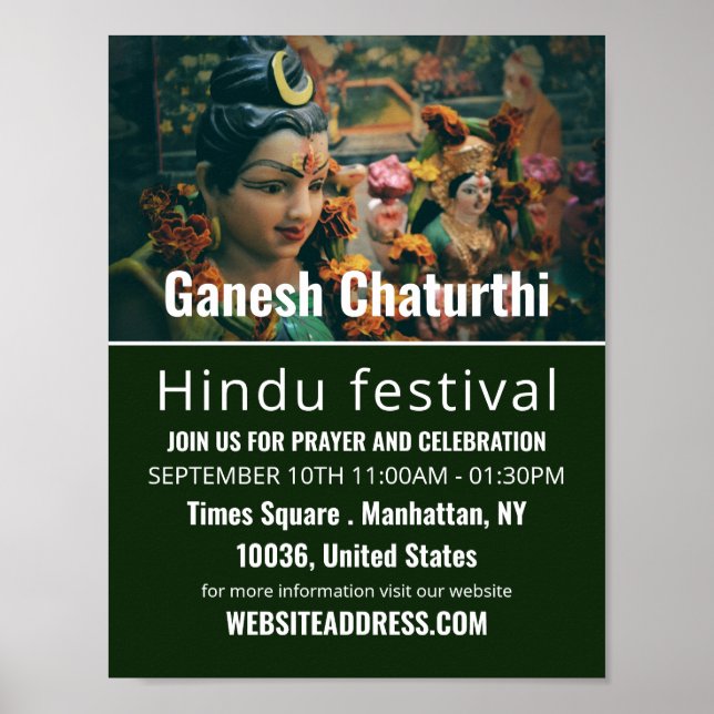 Gudom gud Statue, Hindu Event Advertising Poster (Framsidan)