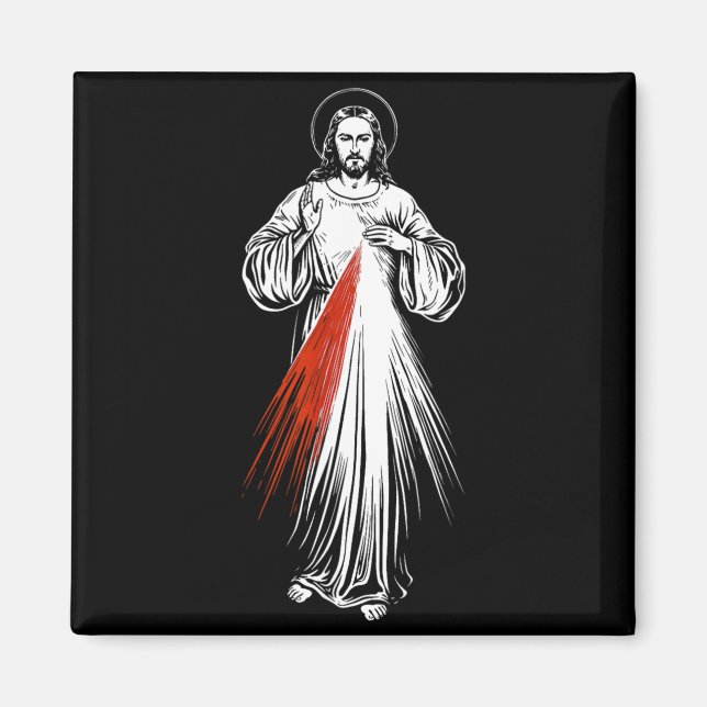 Gudomlig Barmhärtighet Jesus Katolska Tron Helig B Magnet (Framsidan)