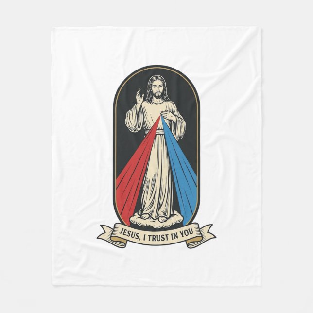 Gudomlig barmhärtighet Jesus Vintage Fleecefilt (Framsidan)