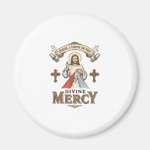 Gudomlig barmhärtighet Jesus Vintage gravyr religi Magnet