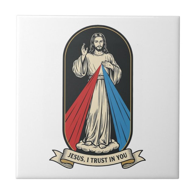 Gudomlig barmhärtighet Jesus Vintage Kakelplatta (Framsidan)