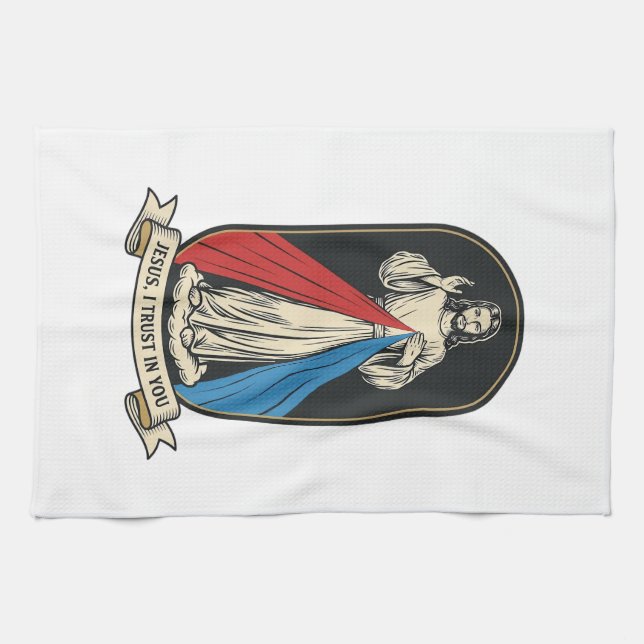 Gudomlig barmhärtighet Jesus Vintage Kökshandduk (Horisontell)