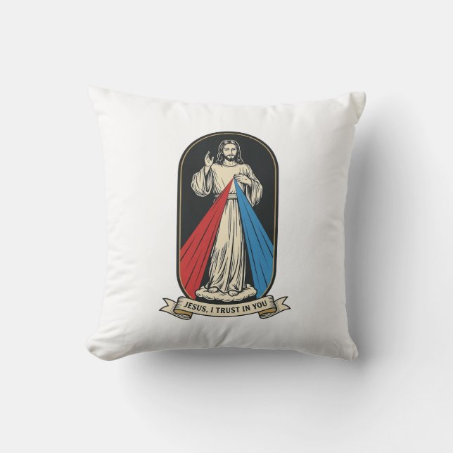 Gudomlig Barmhärtighet Jesus Vintage Kudde (Framsida)