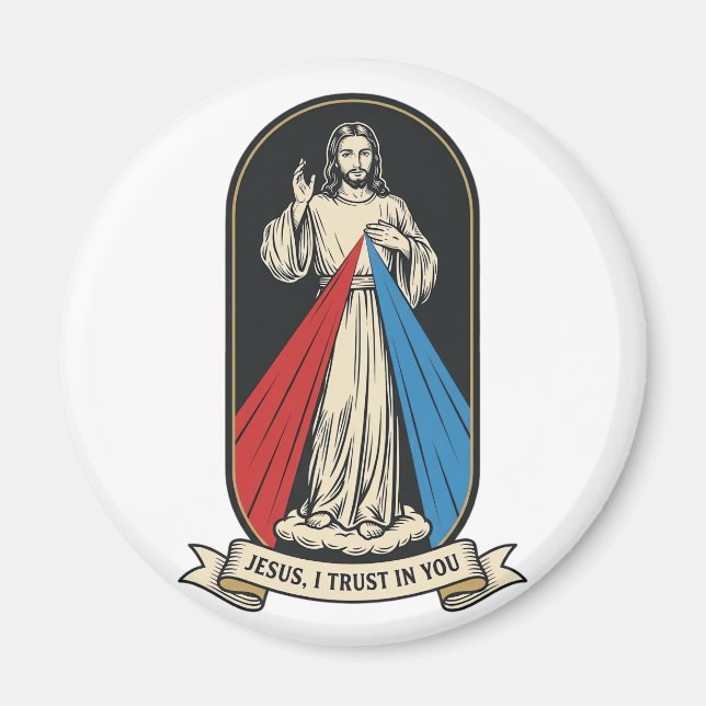 Gudomlig barmhärtighet Jesus Vintage Magnet (Framsidan)