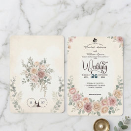 Gudomlig Boho Rosenskymning Bröllop Inbjudningar