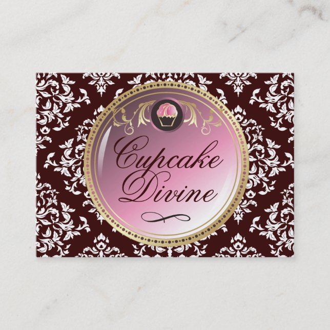 gudomlig damast 311-Cupcake Visitkort (Framsida)