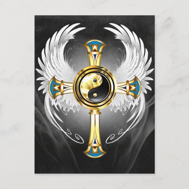 Gudomlig egyptisk guld Yin Yang-symbol Vykort (Framsida)