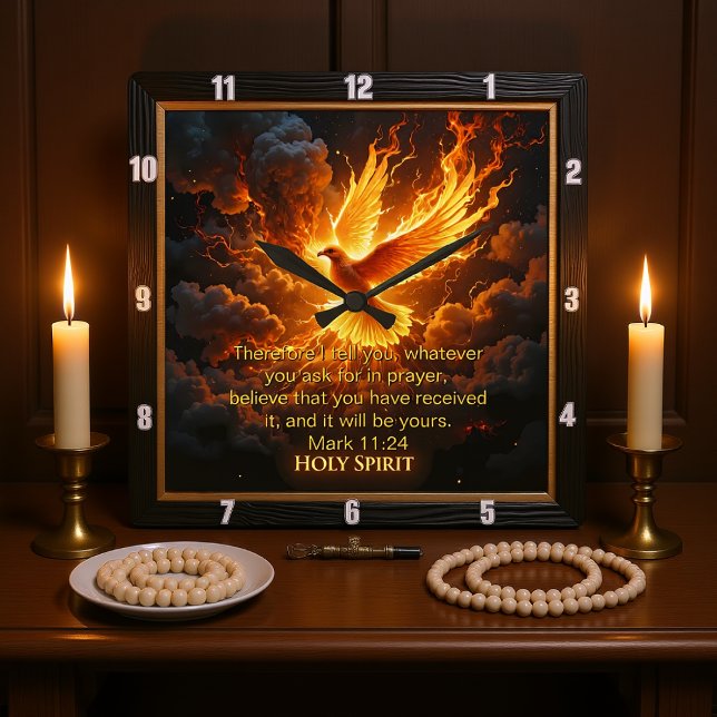 Gudomlig Flamma Helig Ande Duva Mark 11:24 Vers Fyrkantig Klocka (Skapare uppladdad)
