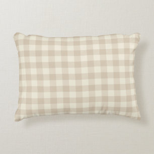 Gudomlig kanin Gingham - neutral mönster.  Prydnadskudde