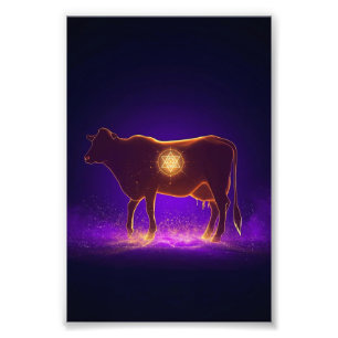Gudomlig ko Siluett Govardhan Puja Andlig Fototryck