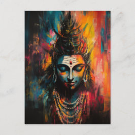 Gudomlig Lord Shiva Abstrakt Regnbågsfärgssprut Vykort
