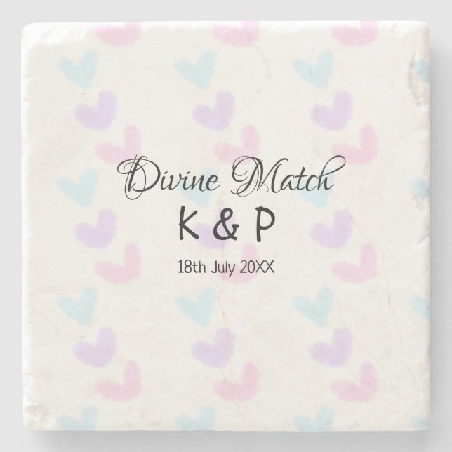 Gudomlig match Lägg par namn bokstav hjärta mönste Stenunderlägg (Framsidan)