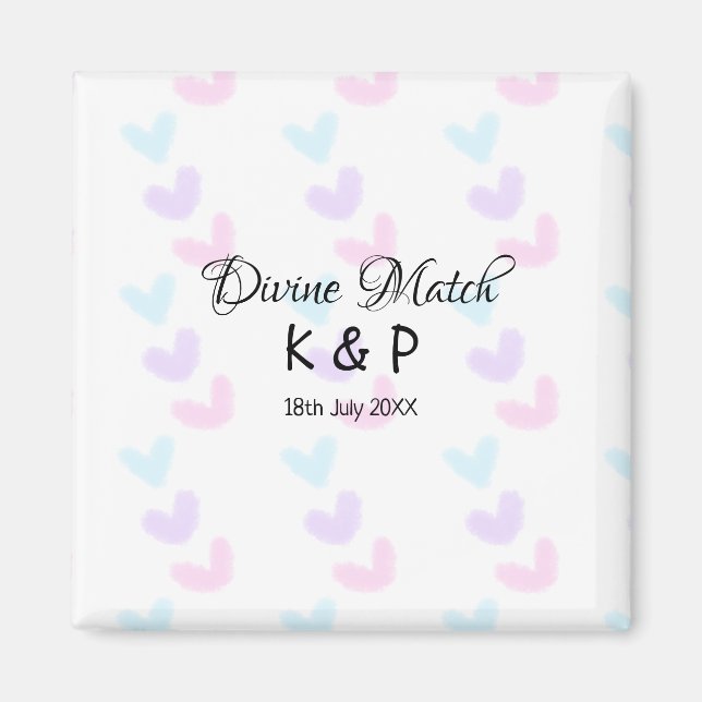 Gudomlig match Lägg till förnamn bokstav hjärta mö Magnet (Framsidan)