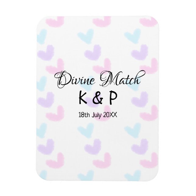 Gudomlig match Lägg till förnamn bokstav hjärtmöns Magnet (Vertikal)