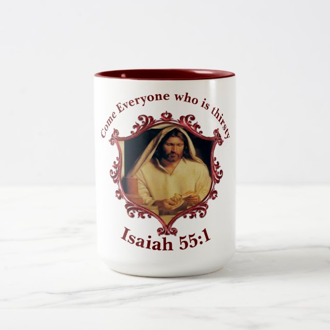 gudomlig matta: Bläda med Jesus Två-Tonad Mugg (Center)