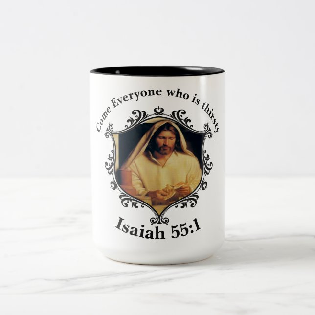 gudomlig matta: Bläda med Jesus Två-Tonad Mugg (Center)