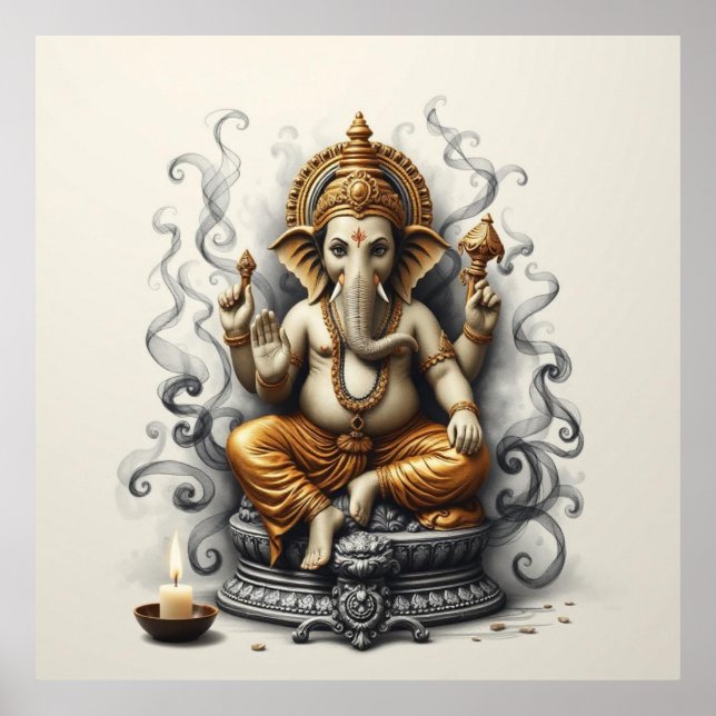 gudomlig närvaro: Ganesha Art Poster (Framsidan)