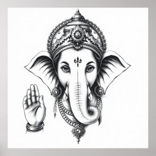 gudomlig närvaro: Ganesha Charcol Art Poster