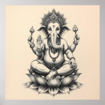 gudomlig närvaro: Ganesha Charcol Art
