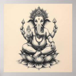 gudomlig närvaro: Ganesha Charcol Art Poster