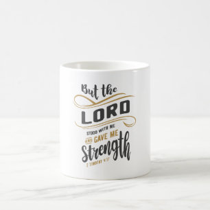 gudomlig styrka - 2 Timothy 4:17 Christian Design Kaffemugg