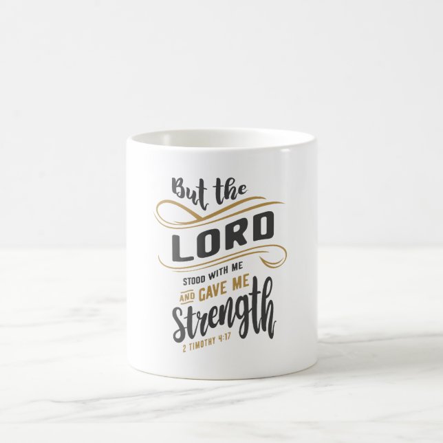 gudomlig styrka - 2 Timothy 4:17 Christian Design Kaffemugg (Center)