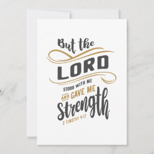 gudomlig styrka - 2 Timothy 4:17 Christian Design Tack Kort