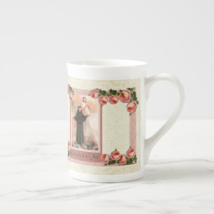 Gudomliga förskoningrosa ros för St. Faustina Benporslin Mugg