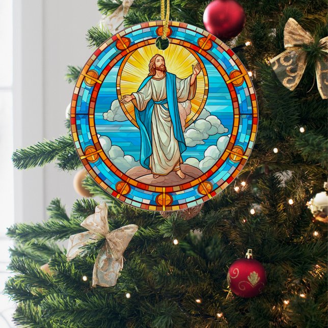 Gudomlige Jesus Glasmosaik Jul Julgransprydnad Keramik (Skapare uppladdad)