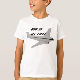 Guds är min pilot (grått-flygplan) tee shirt