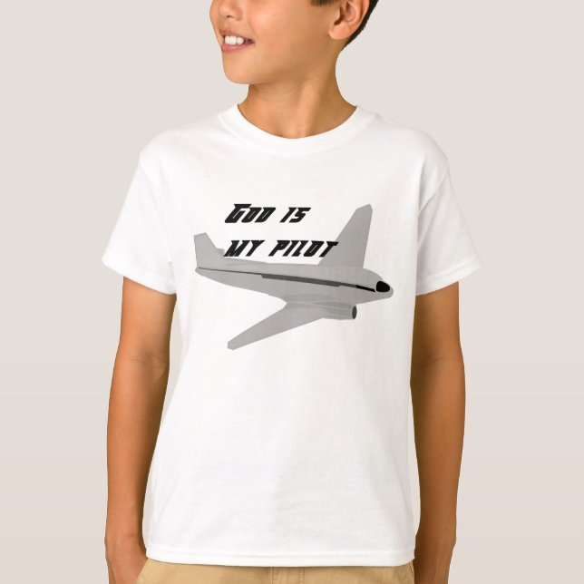 Guds är min pilot (grått-flygplan) tee shirt (Framsida)