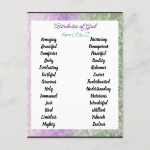 Guds attribut från A till Zed Vykort