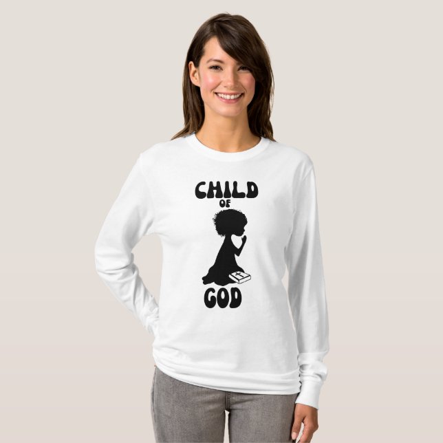 Guds barn Bibelcitat Kvinnors Långärmad T Shirt (Hel framsida)