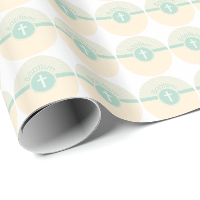 Guds barn Dop, Könsneutral Grön Presentpapper (Rullad Hörn)