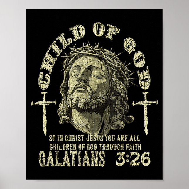 Guds barn Galatians 3_26 Bibelvers Kristna Poster (Framsidan)