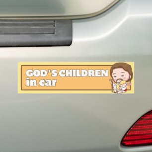 Guds barn i Car Cute Tecknad Jesus och Lamb Bildekal