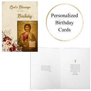 Gud's Blessings Birthday Orthodox Icon Kristus Kort