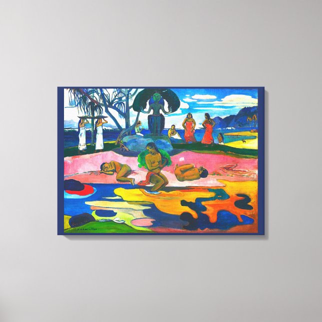 Guds dag (Mahana no atua) av Paul Gauguin Canvastryck (Framsida)