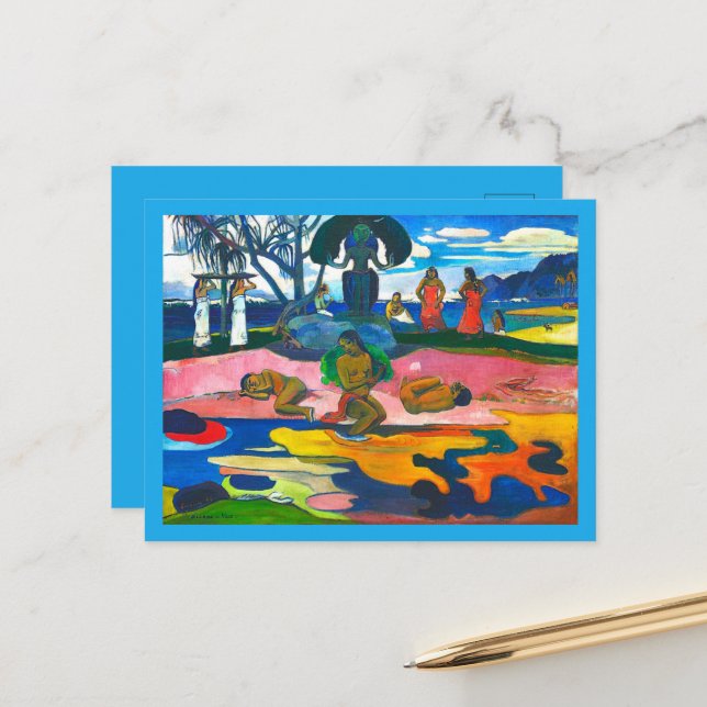 Guds dag (Mahana no atua) av Paul Gauguin Vykort (Fram/Back In Situ)