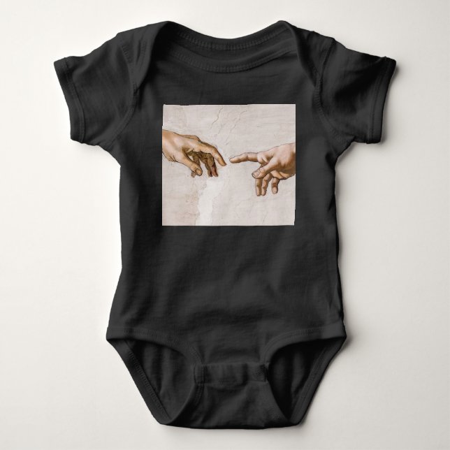 Guds Fader och Adams händer av Michelangelo T Shirt (Framsida)