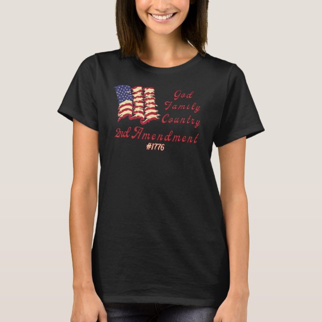 Guds familj Land 2:a ändringen American Flagga 177 T Shirt (Framsida)