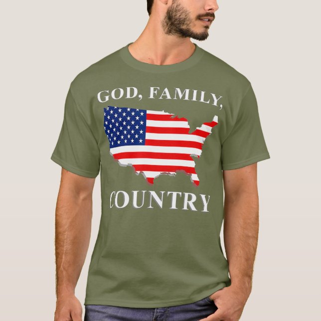 Guds familj Land USA Flagga Jesus Kristi Heliga T Shirt (Framsida)