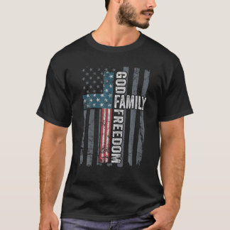 Guds familjefrihet - Christian Faith USA flagga Cr T Shirt
