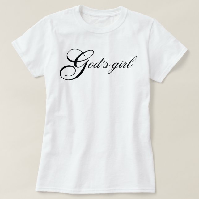 "Guds flicka" änglalik estetisk skript affirmation T Shirt (Design framsida)