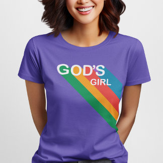 Guds flicka regnbåge inspirerande kristen lila t shirt