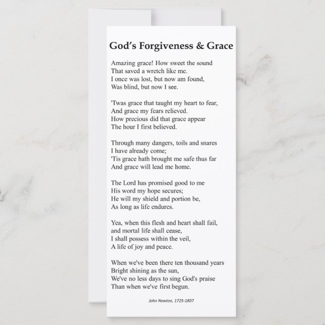 Guds förlåtelse och Grace Prayer Card (Framsida)